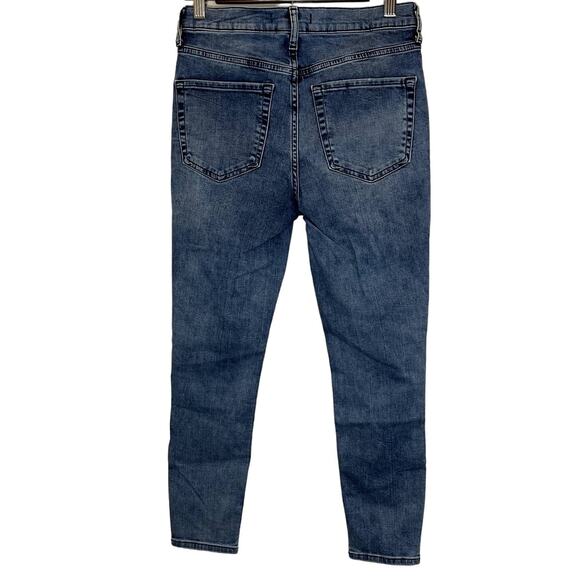 FP Free People Distressed High-Rise Skinny Jeans | Medium Wash | Size 28S Short - Picture 4 of 6